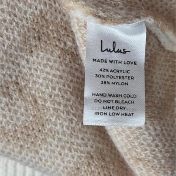 Lulus Purr-fectly Toasty Animal Print Ivory and Beige Pullover Sweater Small - Picture 9 of 10